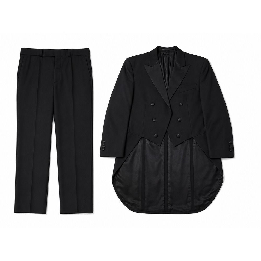 Hickey Freeman Sam Cavato Mens Black Tuxedo Tailcoat Trousers Set 50L USA made
